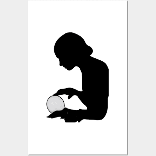 Fortune Teller With Crystal Ball Silhouette Posters and Art